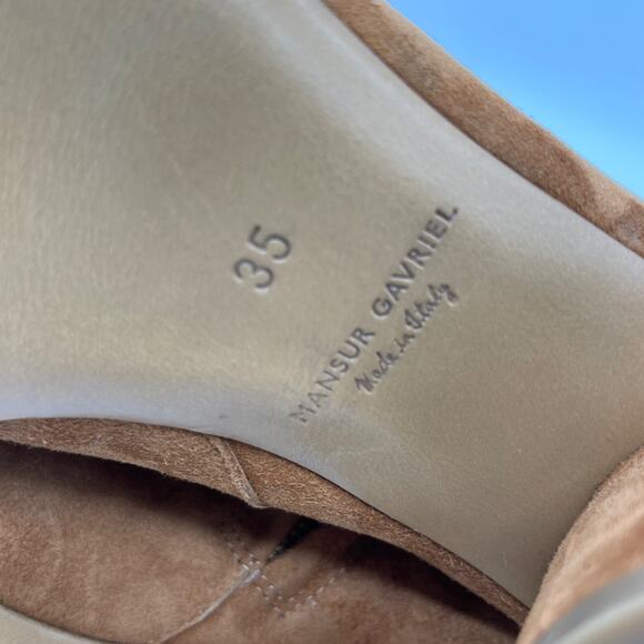 Mansur Gavriel Daydream Stretch Block Heel Chelsea Booties Brown Suede Size 35 - Picture 3 of 7